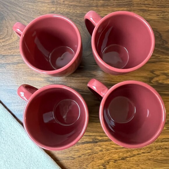 4 Stoneware Coffee Mugs Corelle Coordinates Burgundy Berry Solid Red 12 oz - Picture 10 of 13